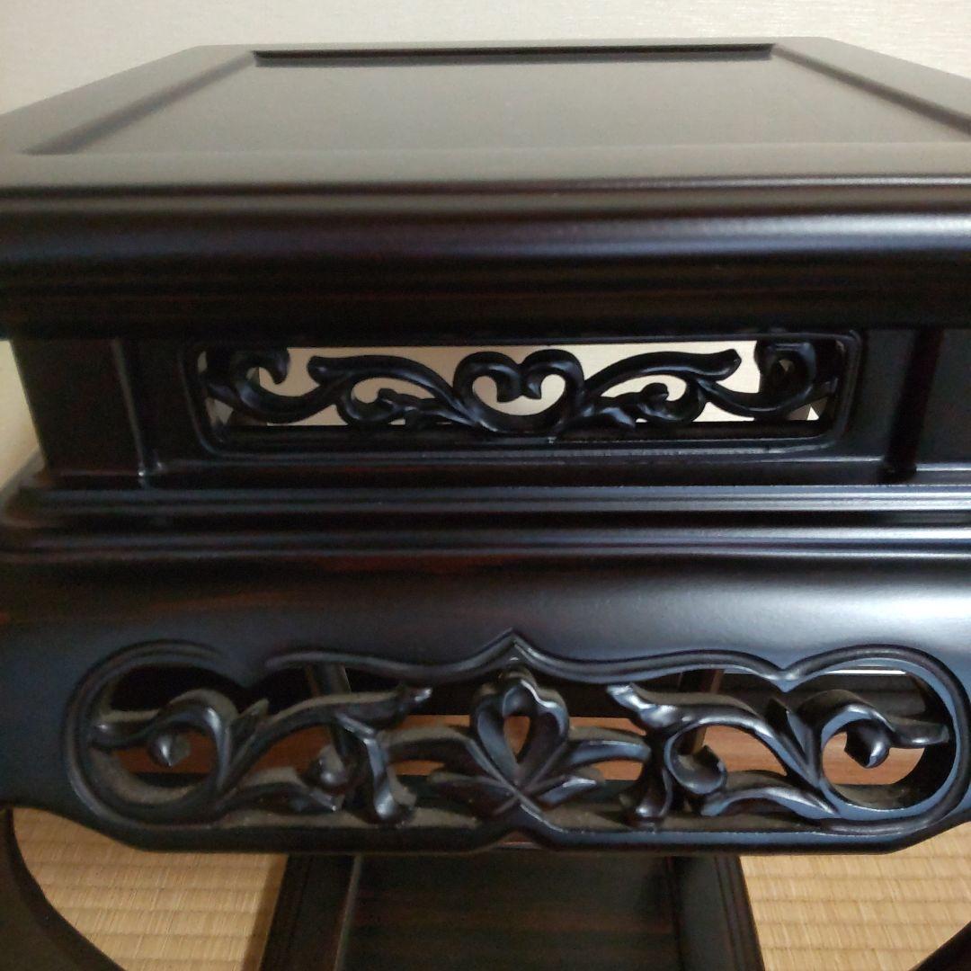 唐木 黒檀 高卓 透かし彫り唐木台 香炉台 花台 飾台