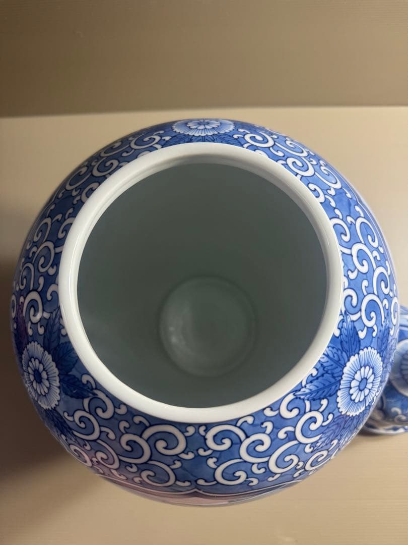 1562 有田焼　色絵花鳥　沈香壺