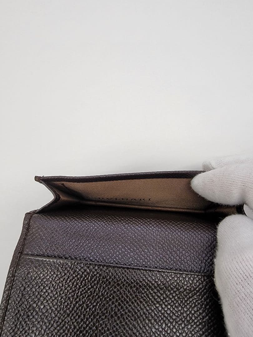 BVLGARI ダークブラウン レザー 名刺入れ