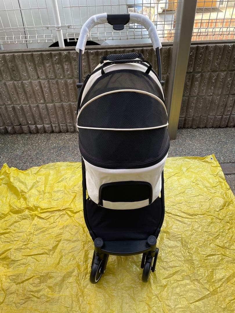 ペットカート（アイボリー） 分離式・4輪・折りたたみ ドッグカート