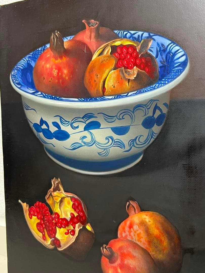 ★Chiejasさま専用★ 柾木高　『鉢に柘榴』 F4号　油絵