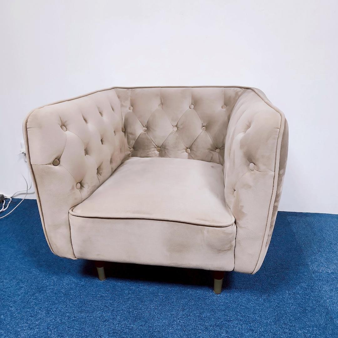 【高級】ⅬOWYA ロウヤ 1人掛けソファ ベルベット調　エレガント グレー