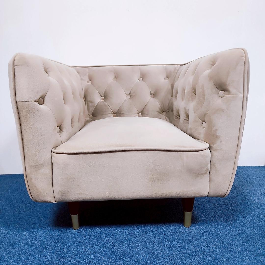 【高級】ⅬOWYA ロウヤ 1人掛けソファ ベルベット調　エレガント グレー