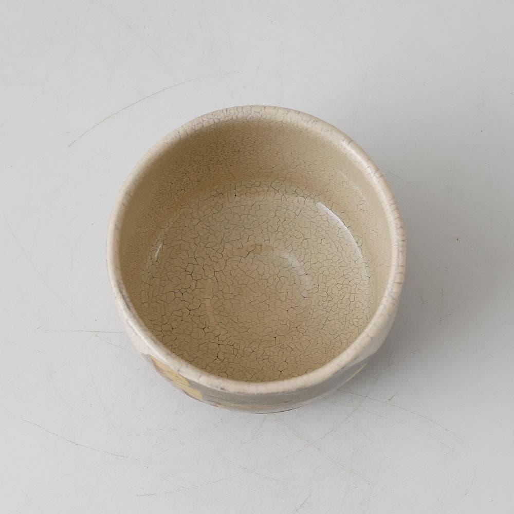 水無月窯 藤谷芳哉 白入掛 色絵吹寄せ 茶碗 紅葉文 共箱 栞