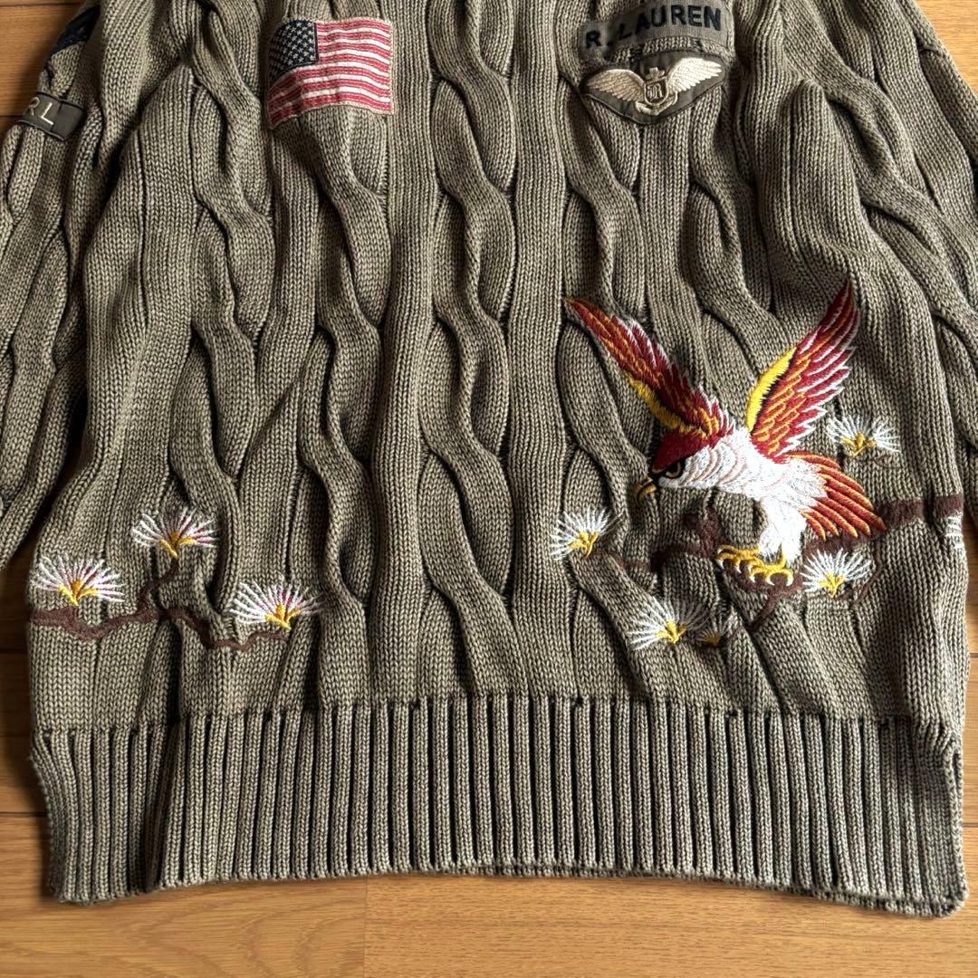 POLO RALPH LAUREN コットンケーブルニット 刺繍 エンブレム