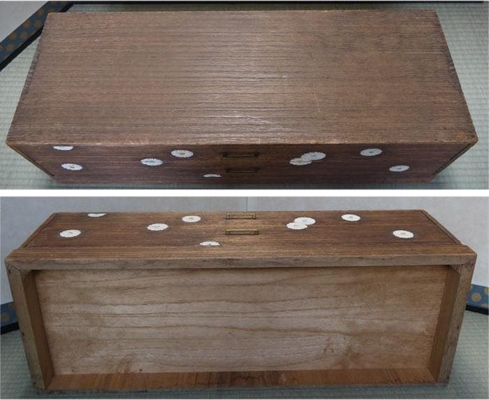 菊置上　二段箪笥　胡粉菊花絵付　典雅で高貴な雰囲気　飾り台　置き床　63.５cm