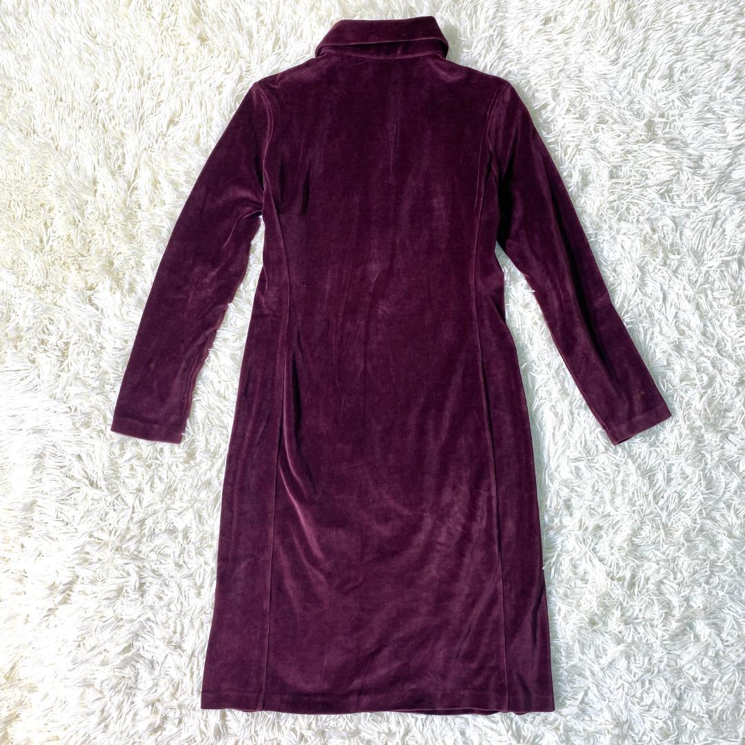希少 GUCCI グッチ ロゴ刺繍 ロング ワンピース ベロア ベルベット