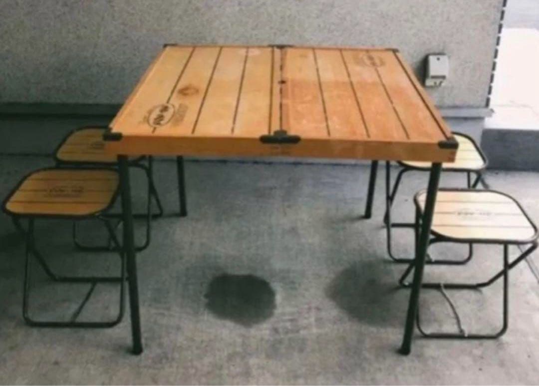 90s ヴィンテージCAPTAIN STAG 木製テーブルチェアセット