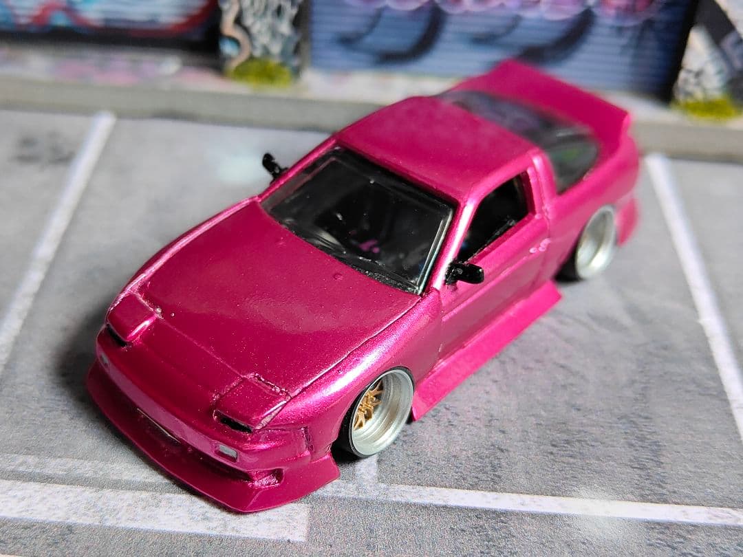 ホットウィールカスタム 日産 180sx フルエアロ キャンディー色トミカ改造