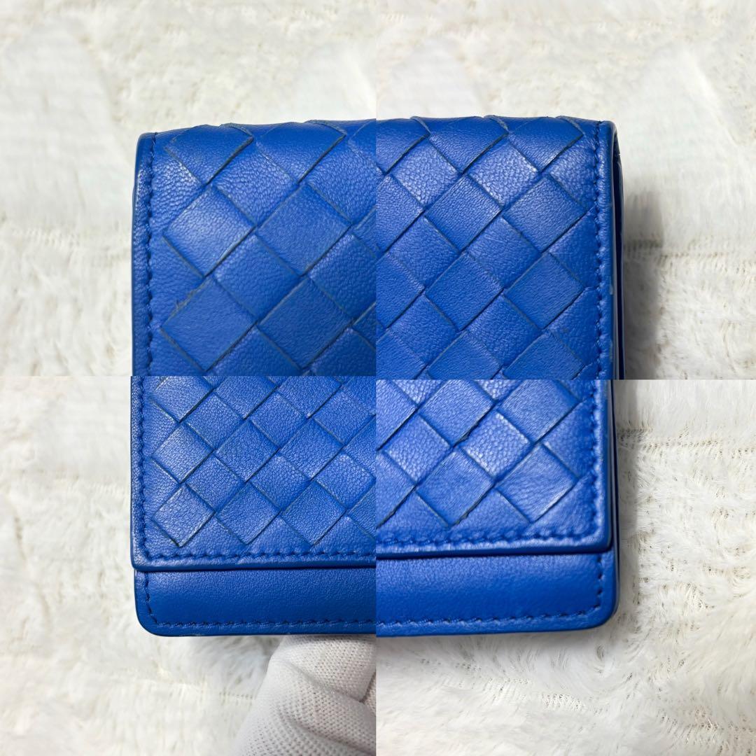 【レア✨】BOTTEGA VENETA イントレチャート 名刺入れ ブルー 青