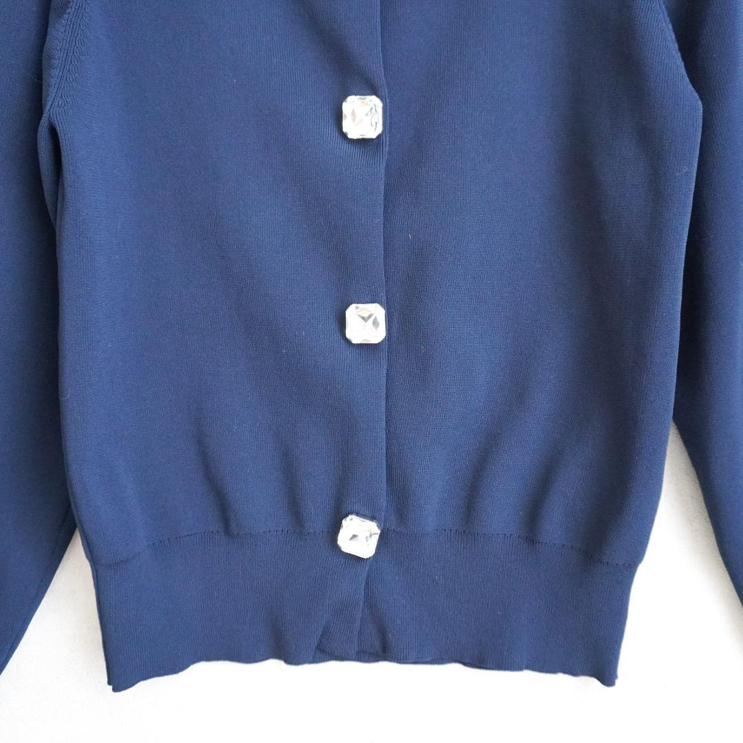 未使用級✨️ JENNE リッチビジューニットカーデ ネイビー S 上品 華やか