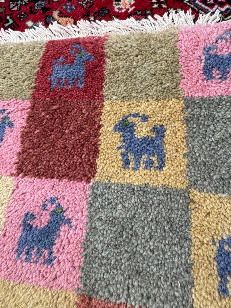 光*様 イラン製 手織りギャッベ 3枚セット 緑×ベージュ×赤 幸せの木 ウール