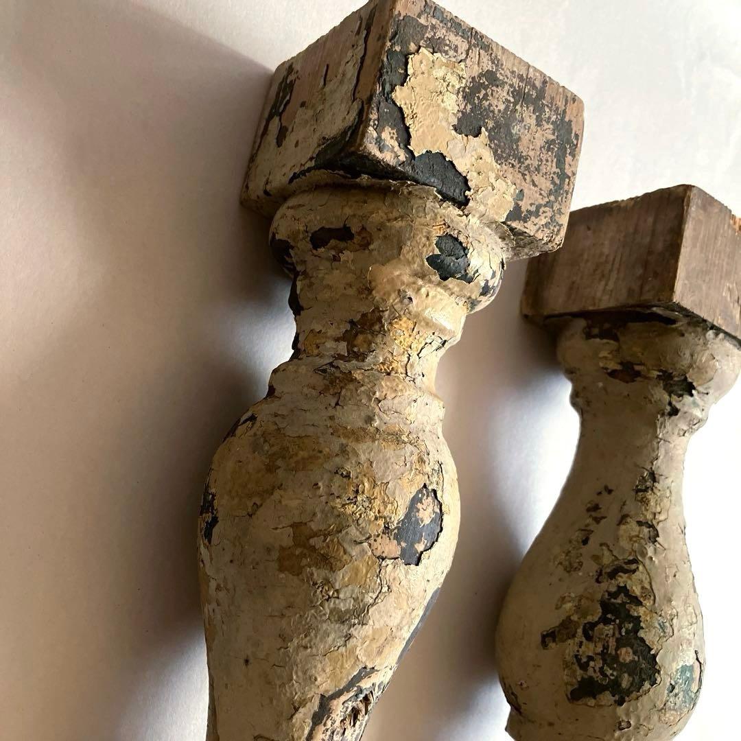 フランス アンティーク 木製ピラー シャビーシック ディスプレイ