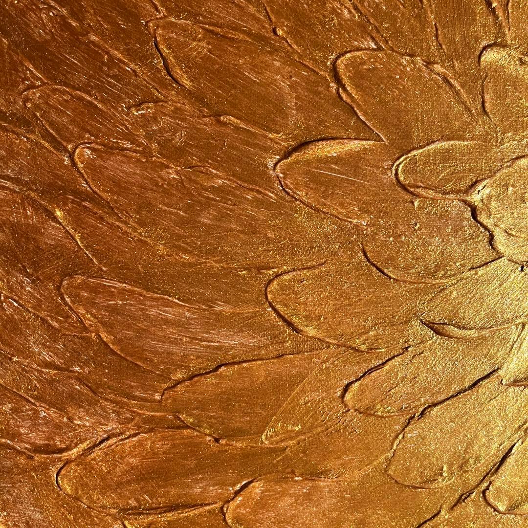 ★秀作★ 手書き油絵 ゴールドペタル 肉筆絵画 インテリア 油彩画