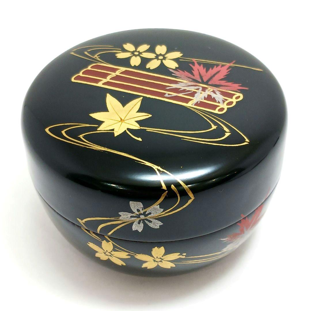 Y3336-4 茶道具 金彩 春秋流水蒔絵 棗・香合 2点セット　う