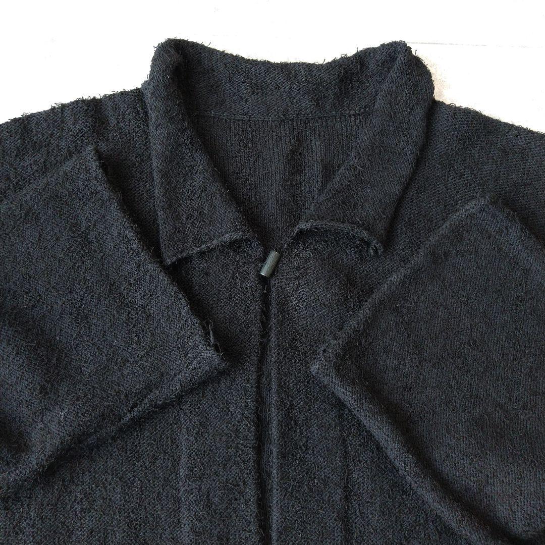 030 ヨーガンレール シルク コットン ツイード ニット カーディガン 黒