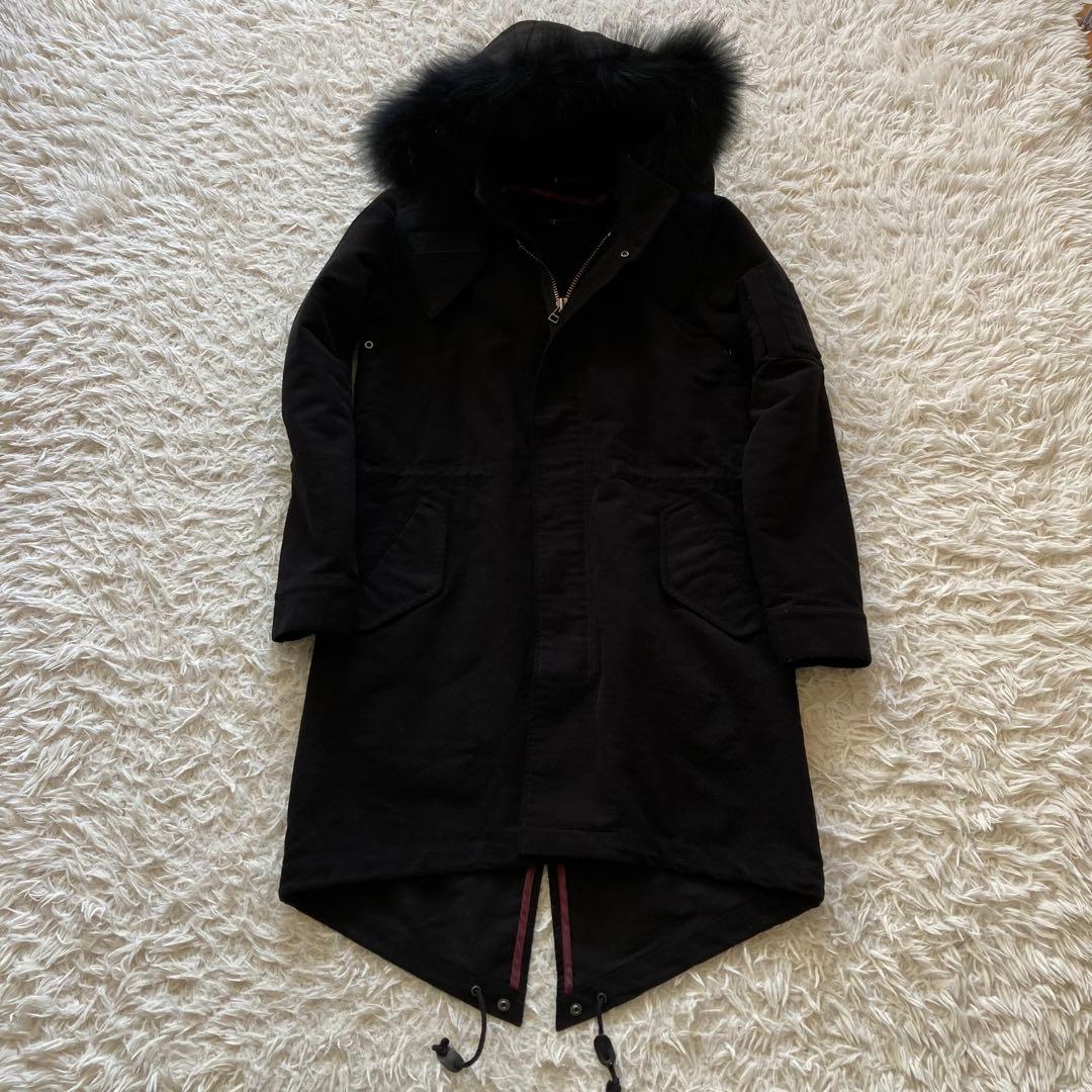 NO ID. ノーアイディー モッズコート 2 ブラック ライナー付 ファー