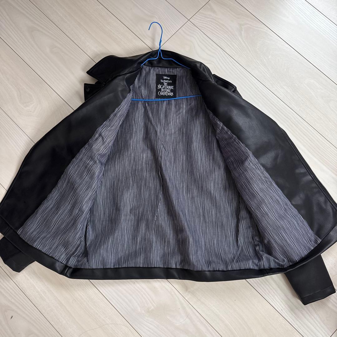 ナイトメアビフォアクリスマス　ブラックレザー風　レディースライダースジャケット