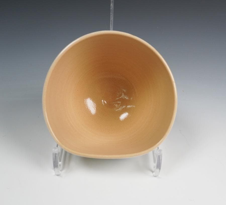 今岡妙見 野々村仁清写 浪に新月茶碗 共箱 茶道具