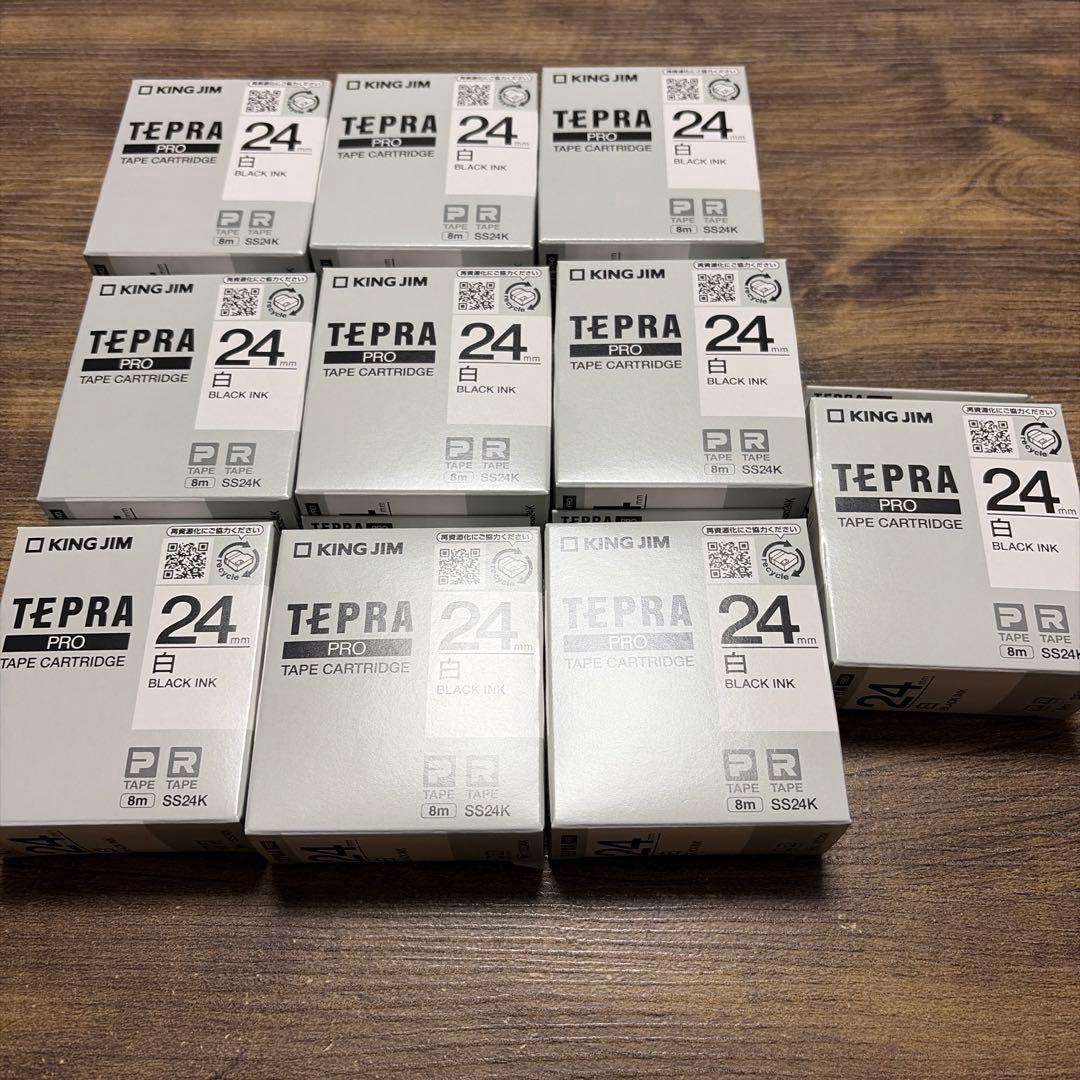 テプラテープ 24ミリ　白　10個セット