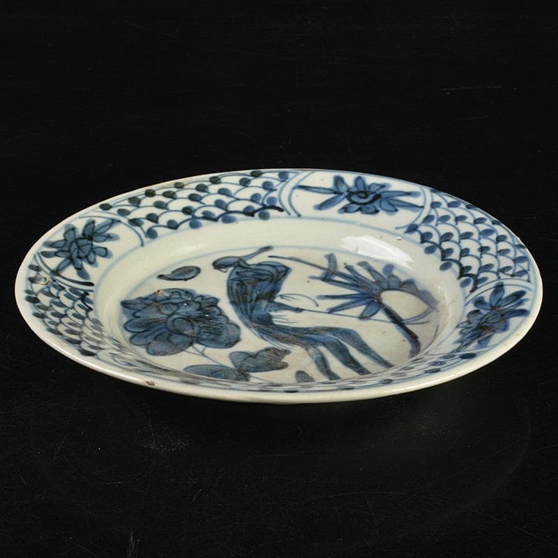 e2ko777 　中国　南京染付　人物花文　小皿　V　R7488