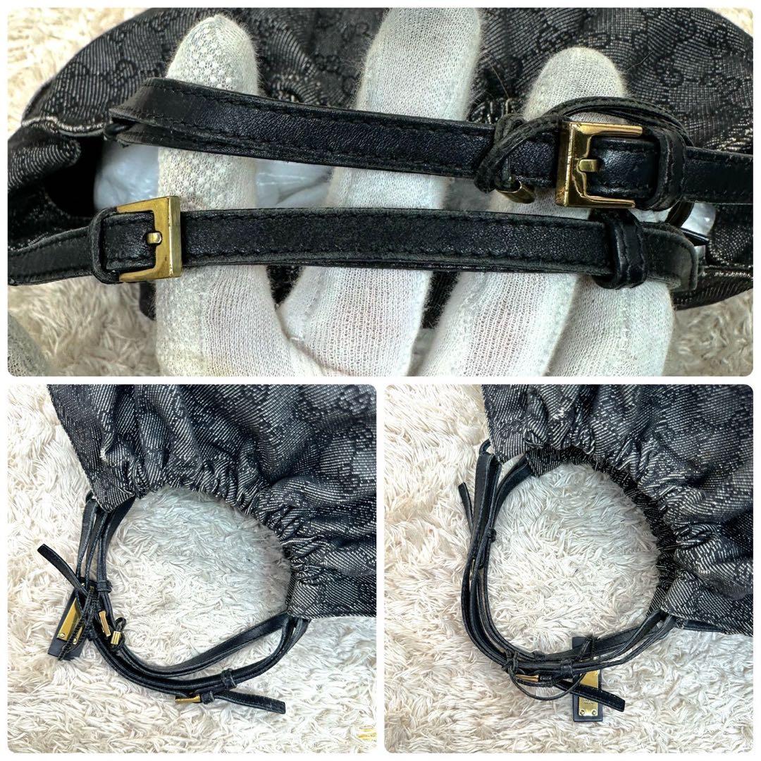 【美品】グッチ ハンドバッグ キャンバス シェリーライン GG グレー