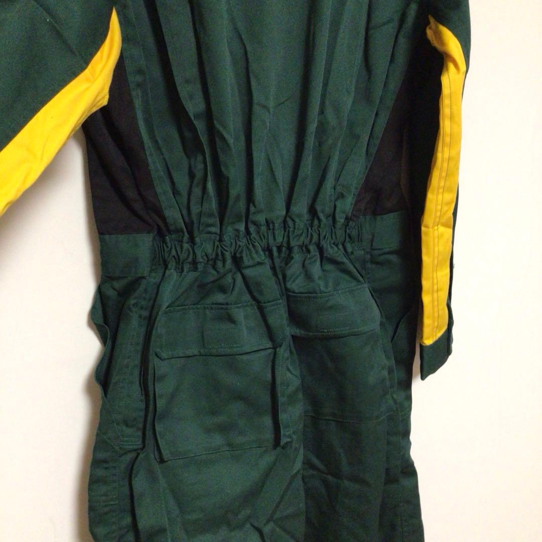 新品 JOHN DEERE つなぎ オールインワン 刺繍 作業着 緑黄 L