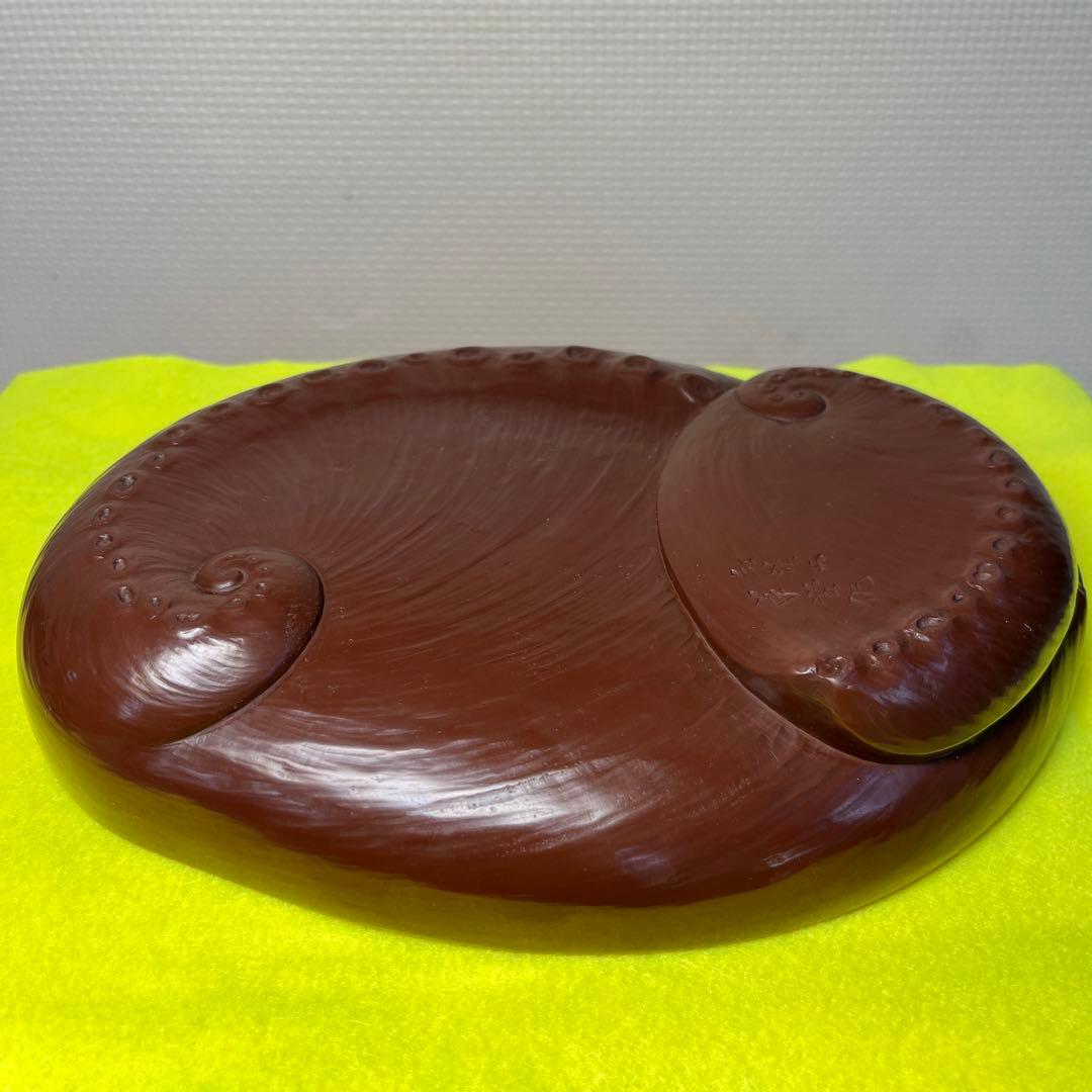 ⭕️紅渓石硯　硯　蟹彫刻　鮑型硯特別製作品美品　崎川羊堂　20cm超　1.7kg超