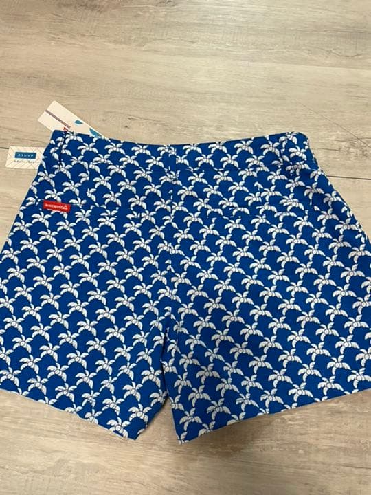 ルコック Lサイズ　サッカー素材　春夏　青　柄　レディースゴルフショートパンツ