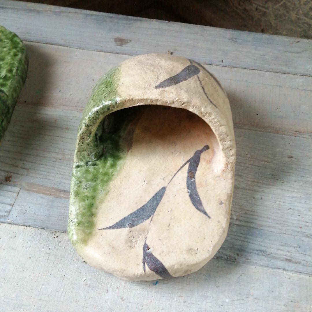 瀬戸焼　織部足置　23cm　江戸後期～明治期