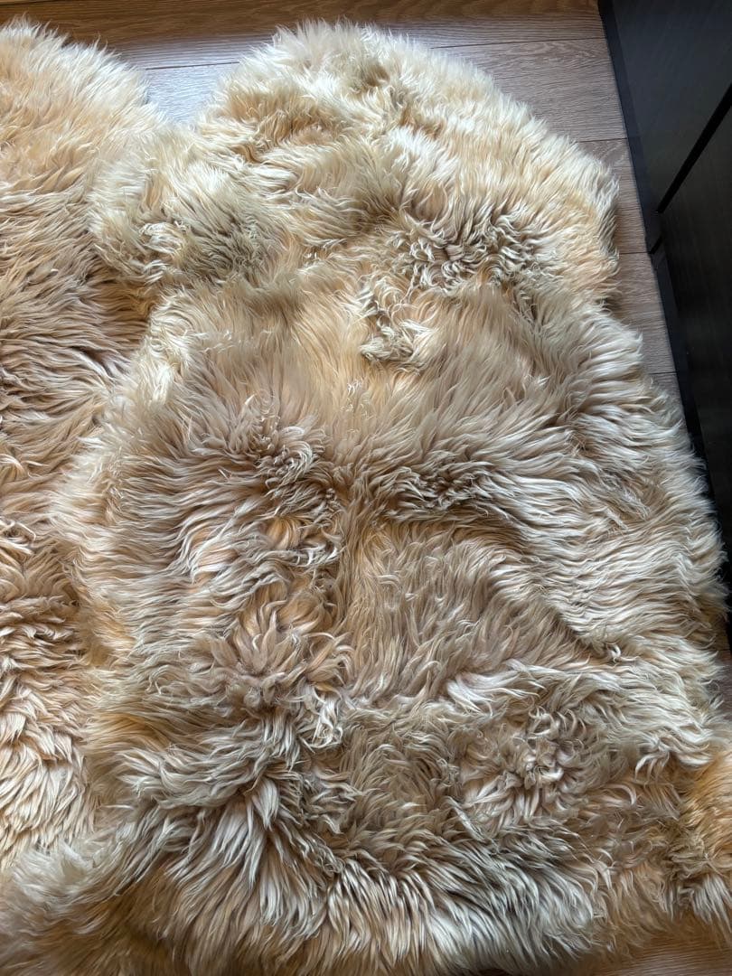 【2枚セット】ムートンラグ　一匹物 本革 天然高級ムートン