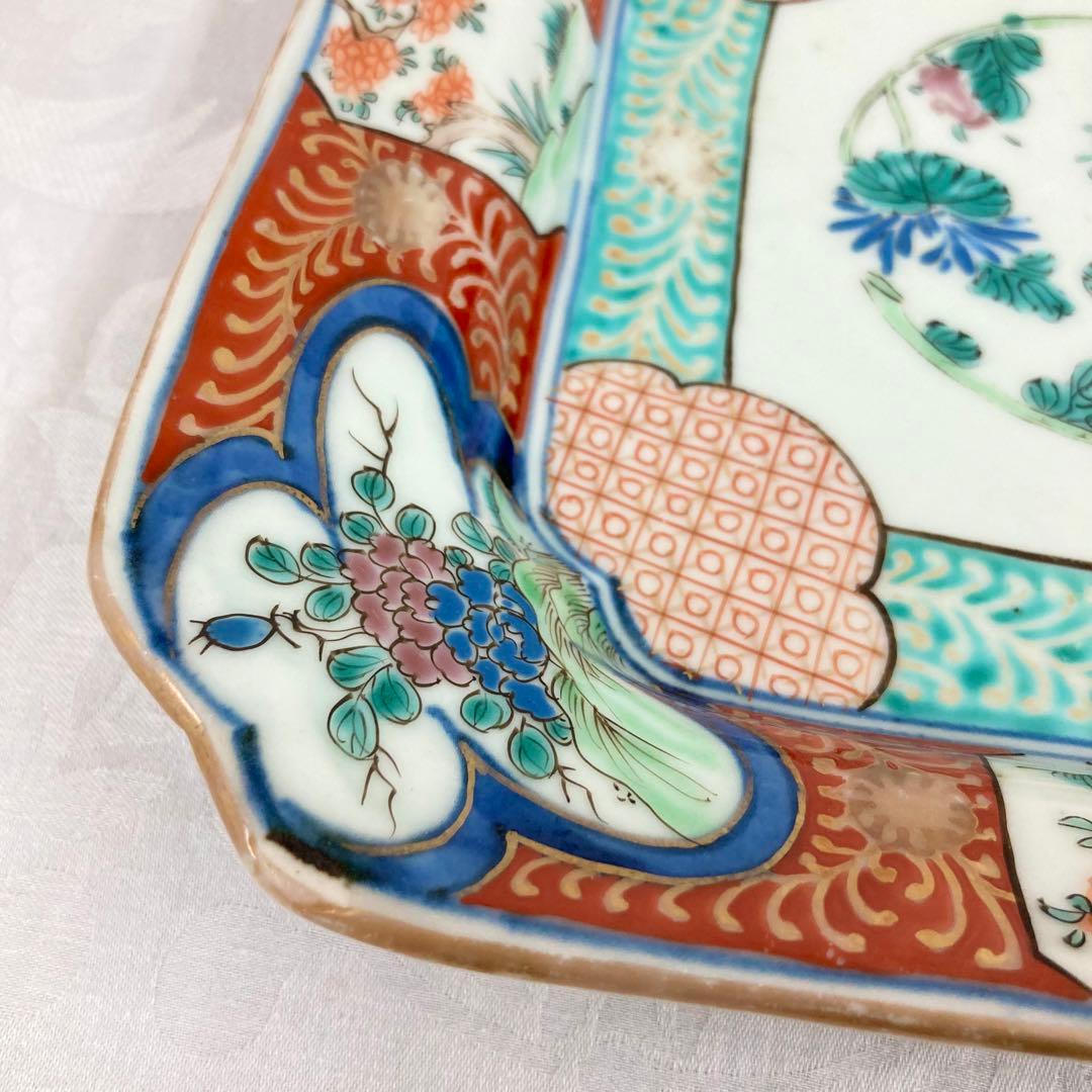 希少 伊万里 染綿角皿 太明成化年製 大皿 骨董品 時代物