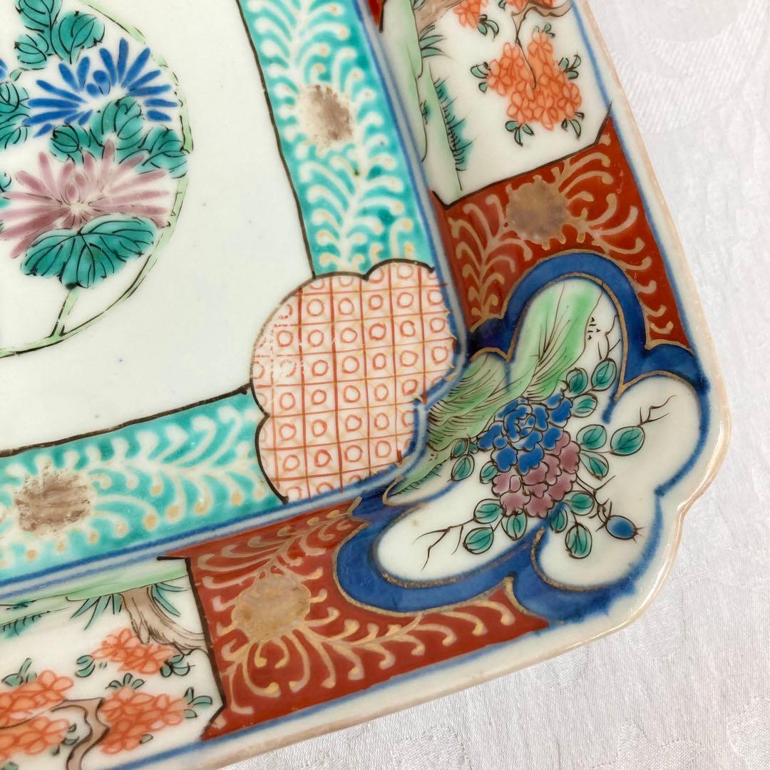 希少 伊万里 染綿角皿 太明成化年製 大皿 骨董品 時代物
