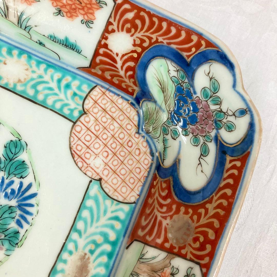 希少 伊万里 染綿角皿 太明成化年製 大皿 骨董品 時代物