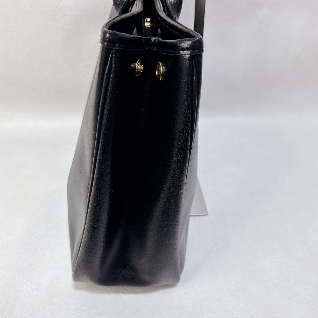 未使用に近い 極美品 LONGCHAMP ロゾ レザー トートバッグ 黒