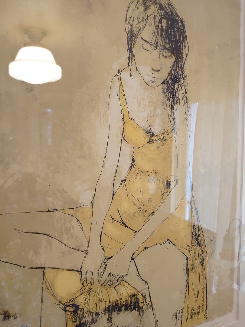 売約済　「ジャン.ジャンセン」黄色い服の女 リトグラフ　ＥD/自筆サインあり