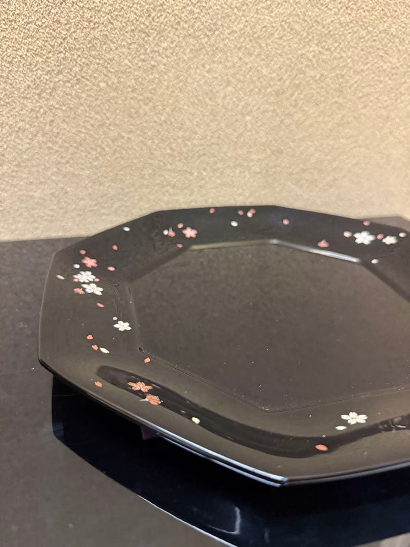 輪島塗　鬼平慶司　桜花文　八角盆　共箱