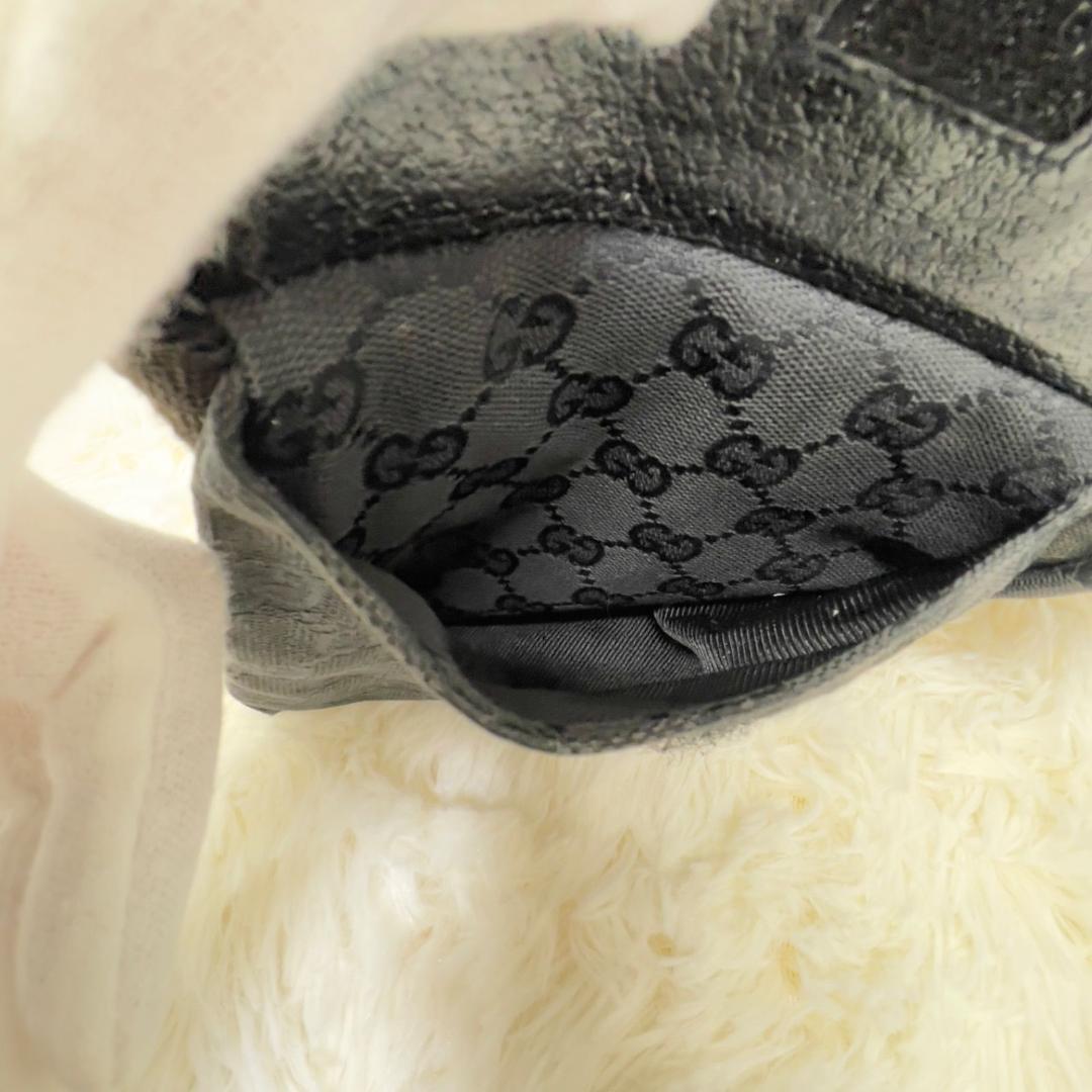 グッチ ボデイバッグ レザー ブラック GGキャンバス ウエストポーチ フラッペ