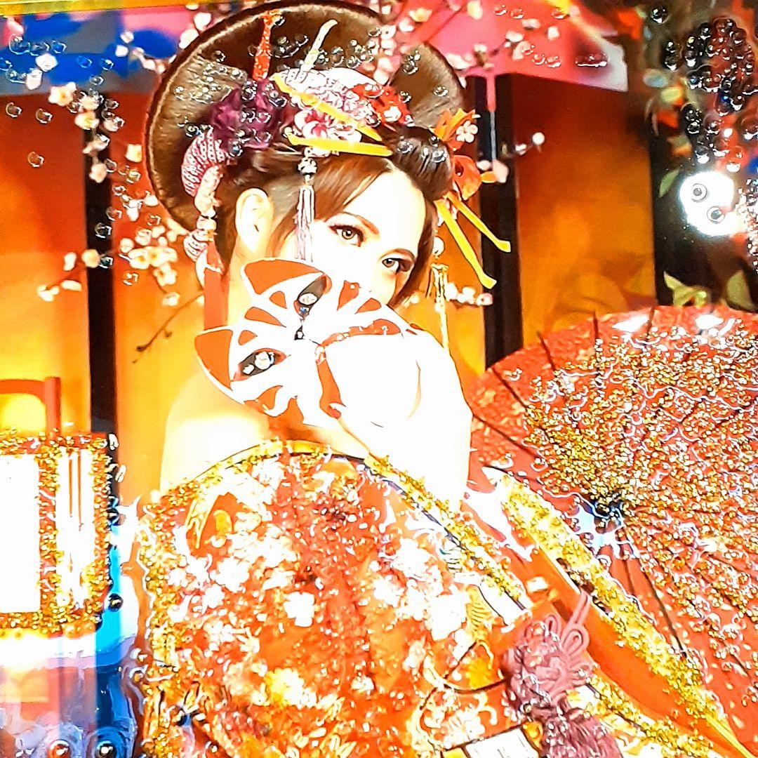 輸入雑貨　天然石　『新花魁』　水晶絵　クリスタルアート　ゴールドフレーム