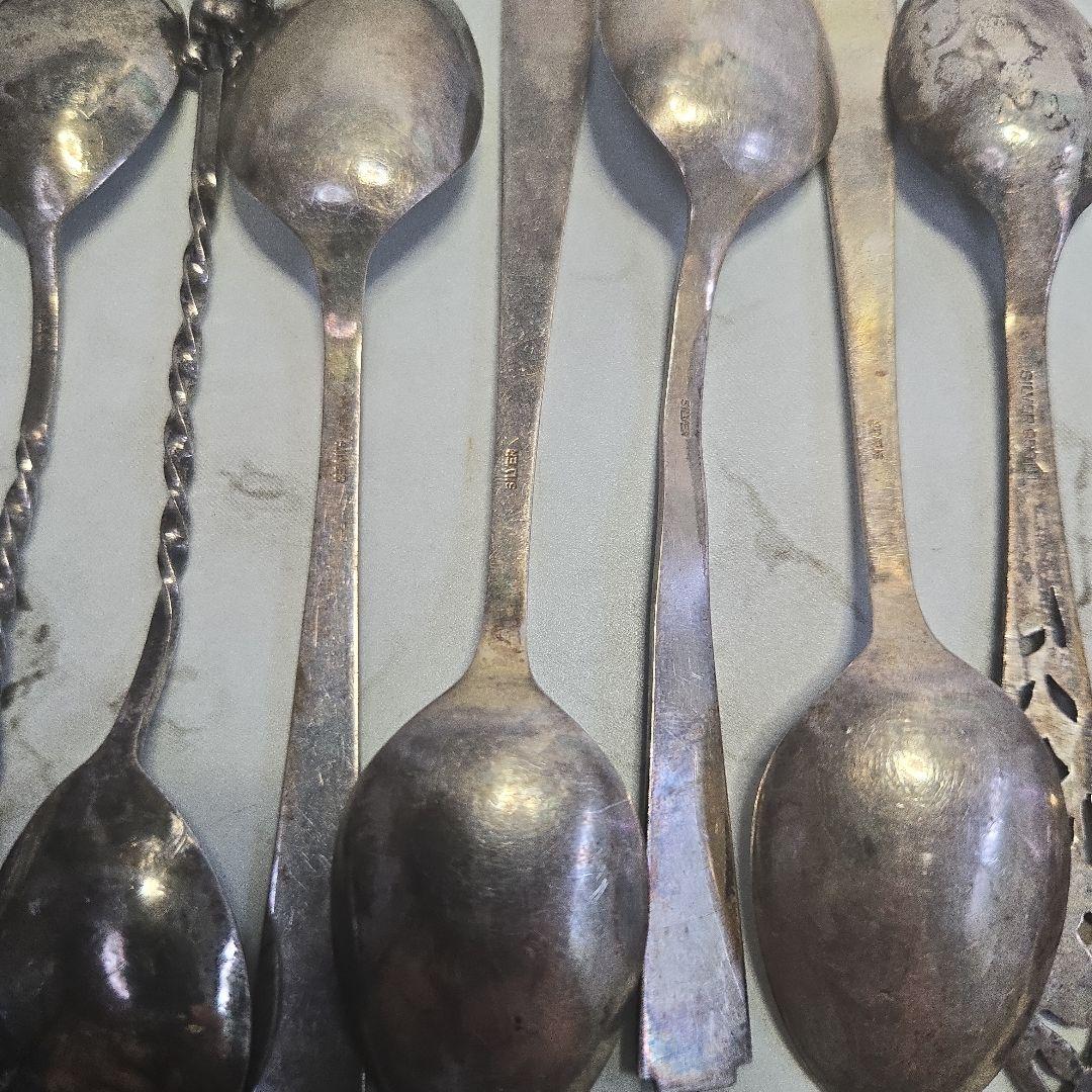 スプーン8本と皿2枚のセット950silver