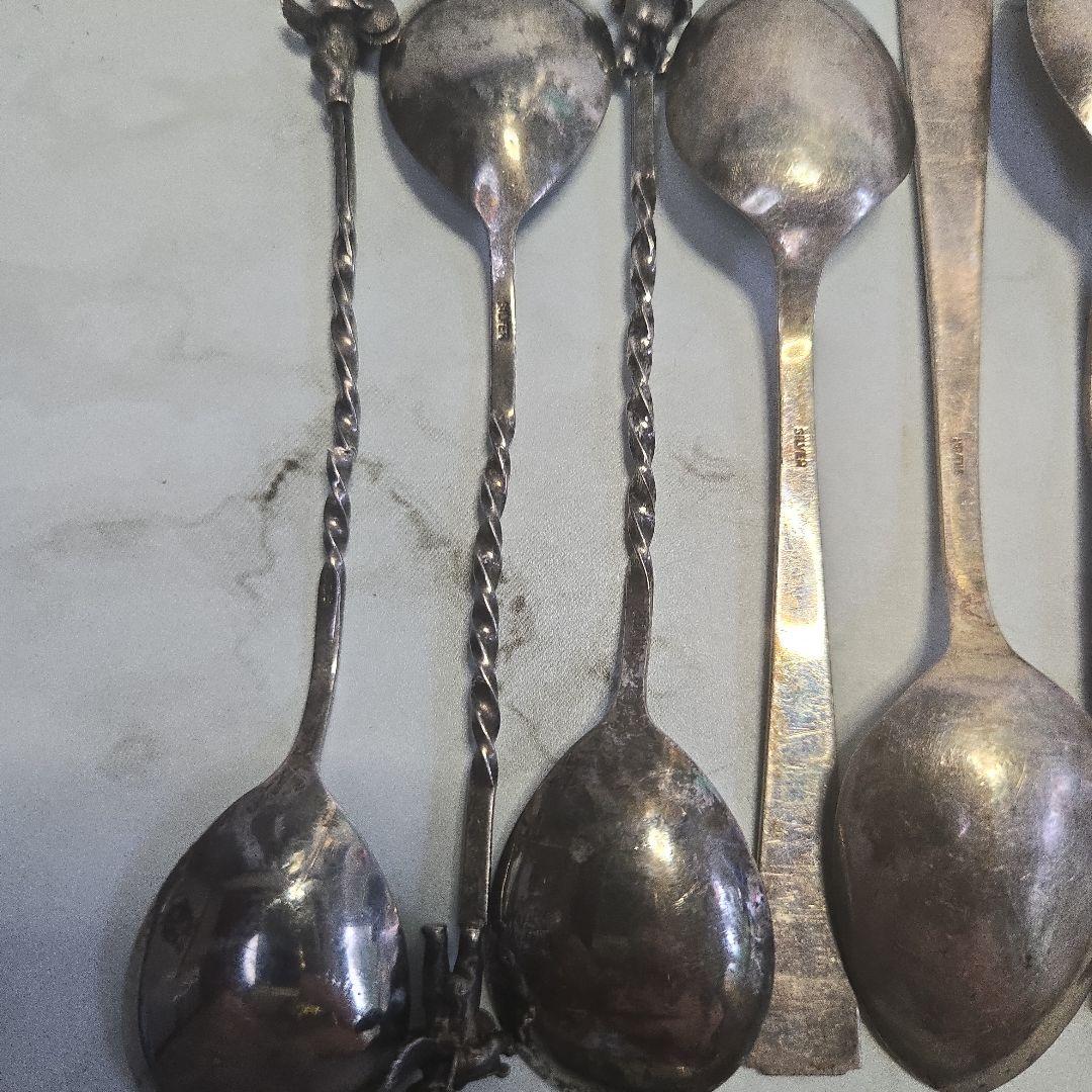 スプーン8本と皿2枚のセット950silver