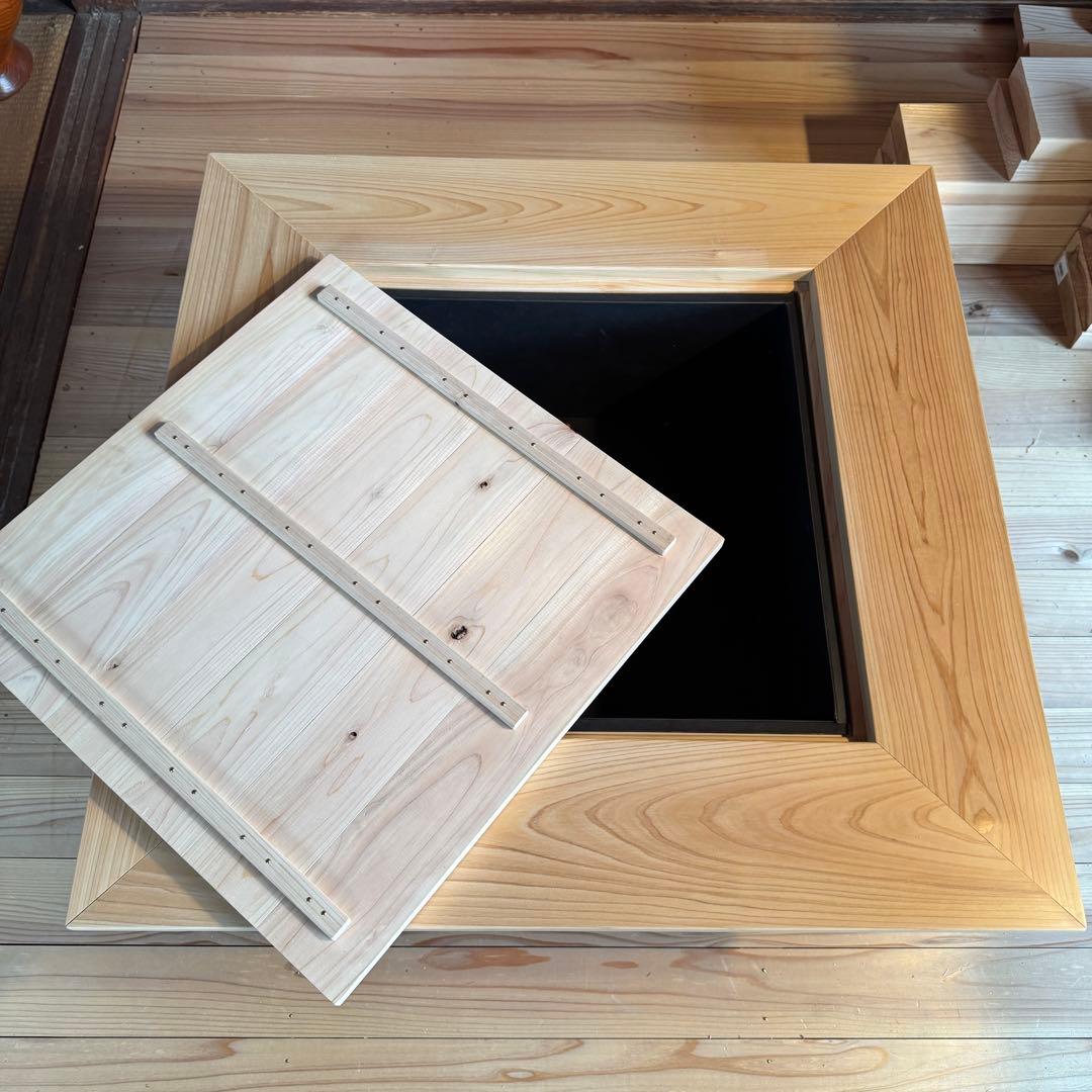 総檜 テーブル火鉢 手作り 蓋付き