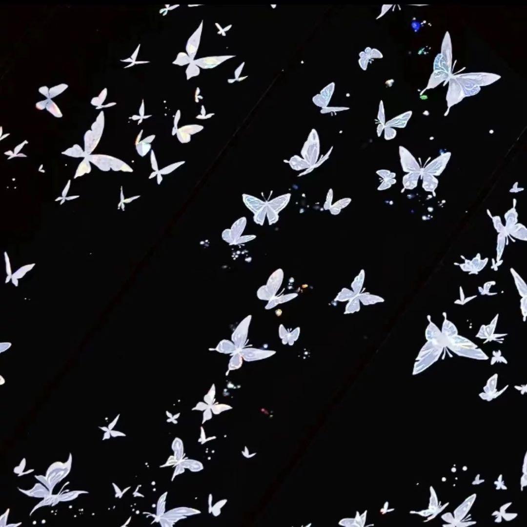 【9490】海外　マステ　5m巻　貝殻光マスキングテープ　白　蝶々　装飾系