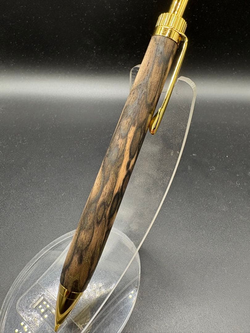 515超極上　黒柿　孔雀杢　木軸シャーペン　ボールペン　細軸