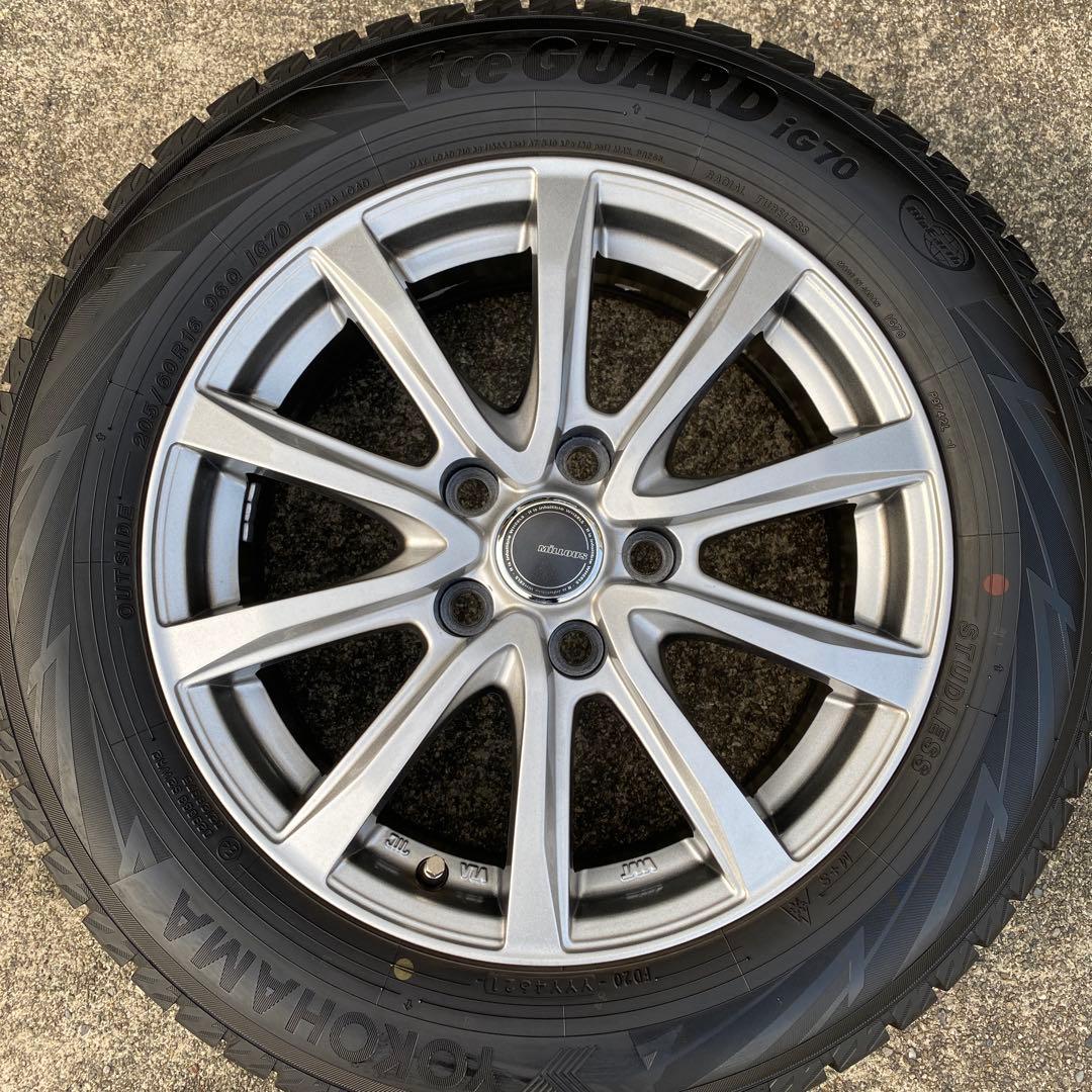 ◇中古バリ溝ヨコハマ205/60R16+トヨタ平座用アルミスタッドレスセット