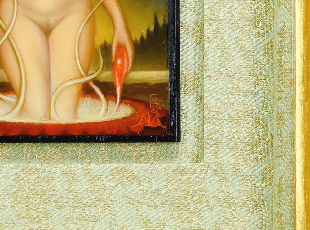 真作　石野守一　無題　板に油彩