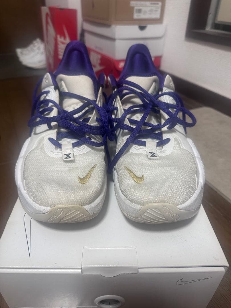 NIKE PG-5バスケットボールシューズ ホワイト/パープル