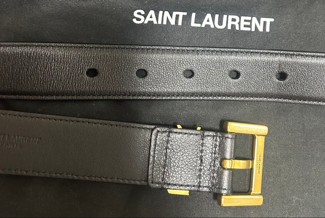 SAINT LAURENT サンローラン ベルト カサンドラロゴ ブラック