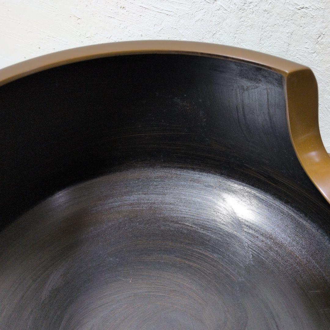 茶道具 面取風炉 唐銅 茶色 丸型