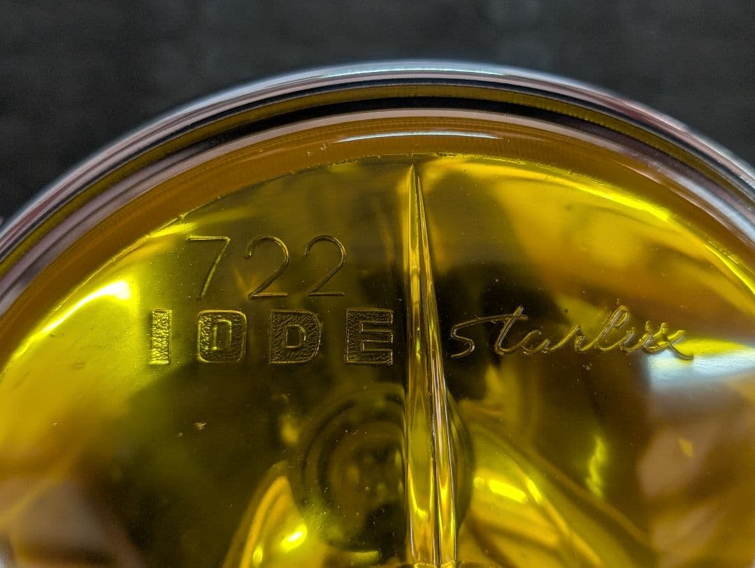 マーシャル 722 ヘッドライト リム付き イエローレンズ 彫り猫 旧車 バブ